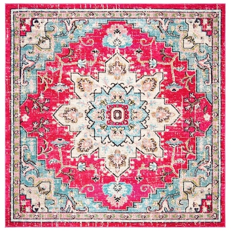Safavieh 5 x 5 ft. Madison 473A Power Loomed Square Area Rug Fuchsia & Blue MAD473A-5SQ